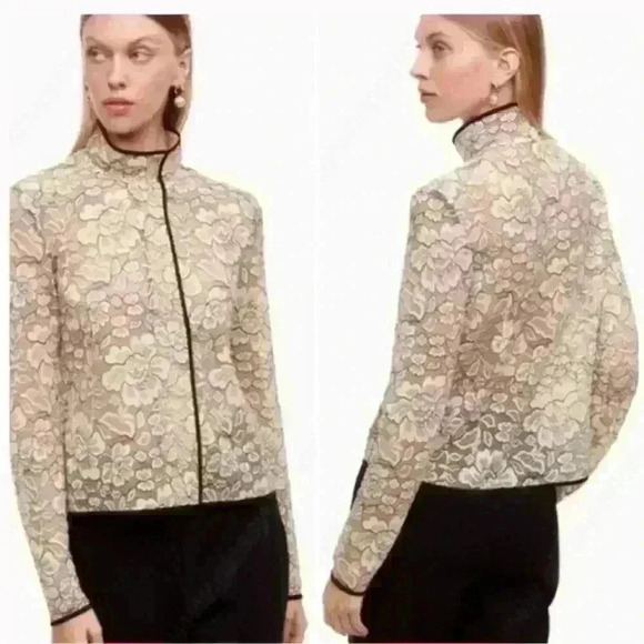 Aritzia Babaton Floral Lace Ivory Black Sheer Top. - Picture 1 of 7